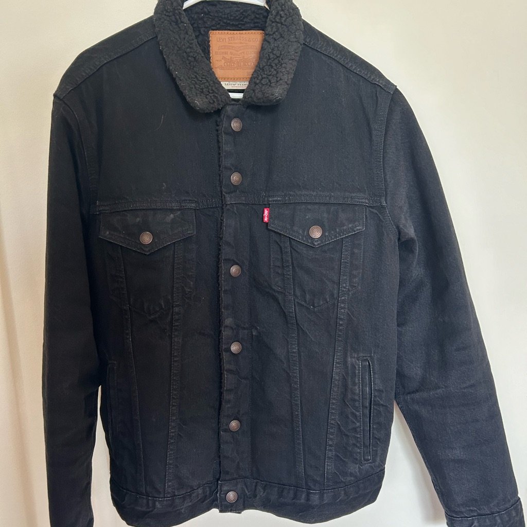 Mens Levis Brand New Levis Black Fur Collar Denim Jacket